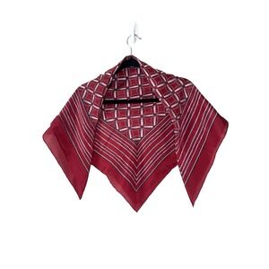 Lillian Vernon Red Square Silk Scarf Lattice Chain Print Neck Purse Accessory